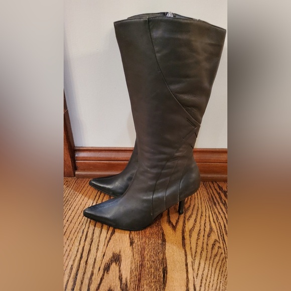FITZWELL 15" TALL BLACK LEATHER POINTED TOE BOOT Sz 7 - Picture 7 of 7